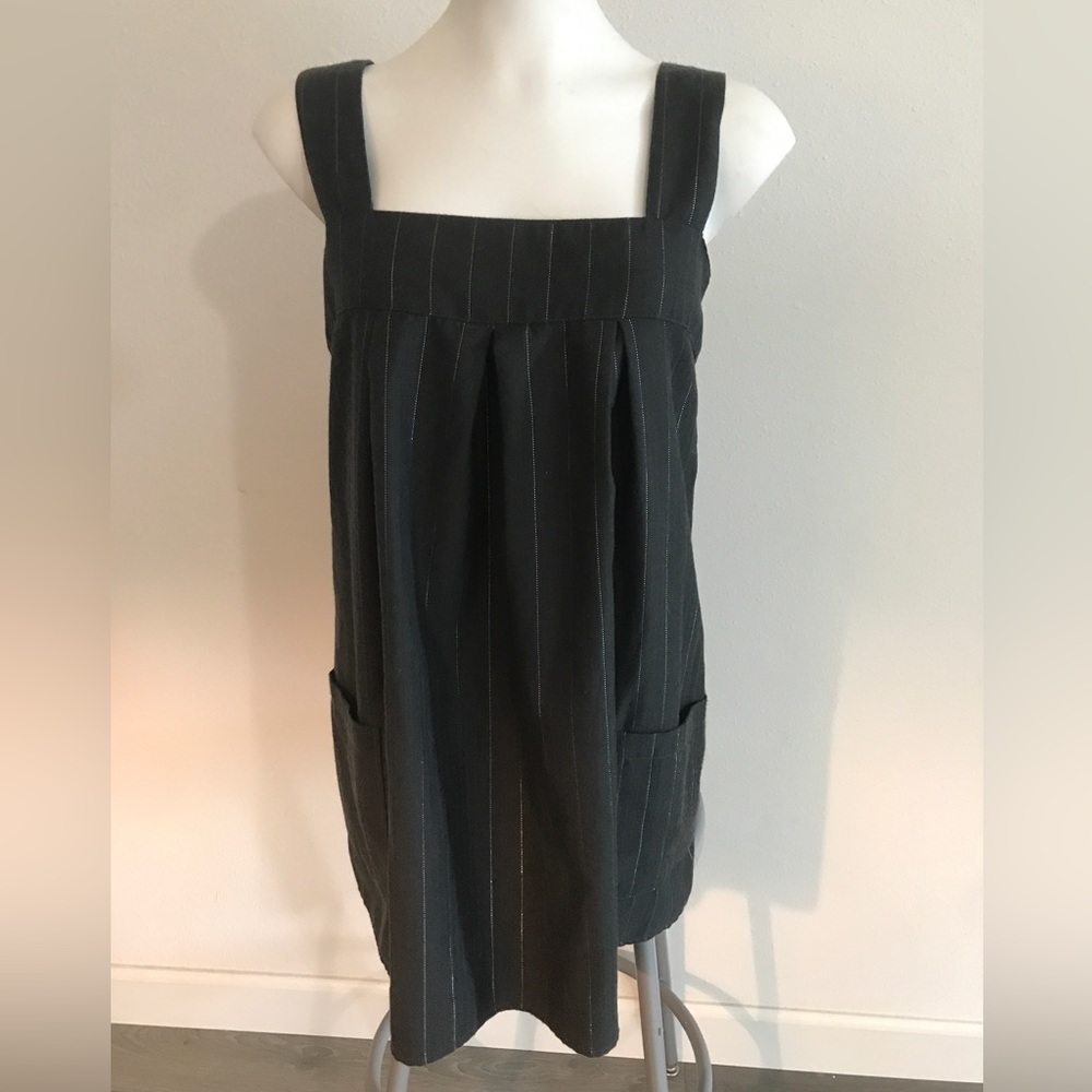 Gray Pinstriped Dress with Pockets